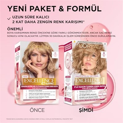 L’Oréal Paris Excellence Creme 8 Koyu Sarı Saç Boyası - Seçenekler: Pack of 3, Standart