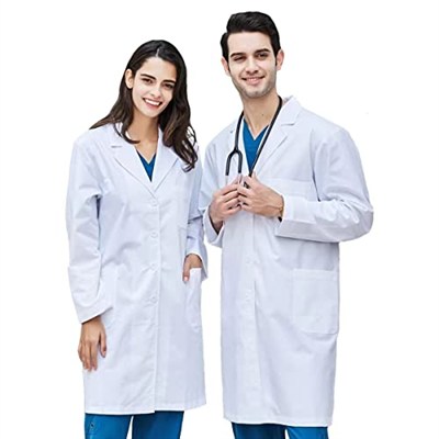 Laboratuvar önlüğü, beyaz, pamuklu, doktor önlüğü, erkek, kadın, manto, hijyen, uzun kollu, düğmeli ve 3 cepli, kimyasal önlük, okul, üniseks, laboratuvar, üniversite, iş için