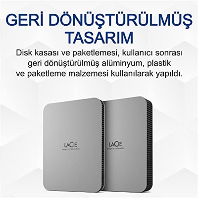 LaCie Mobile Drive Moon 2TB, Harici Taşınabilir HDD, Silver, PC Mac iPad & iPhone, Data Rescue Service (STLP2000400)
