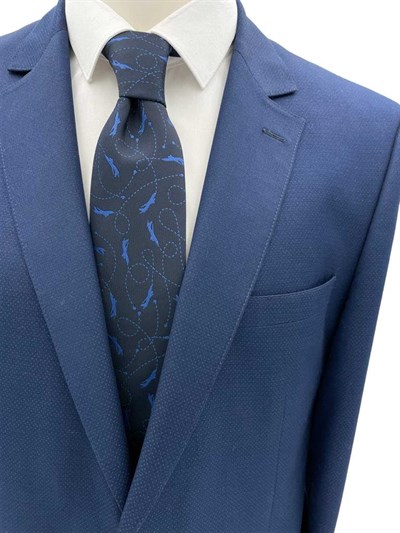Lacivert Mavi Motif Desen Kravat