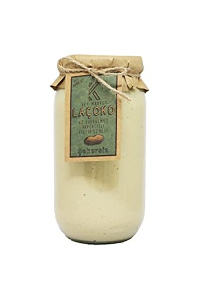 LAÇOKO 1 KG Şekersiz, Katkısız, Glutensiz, Vegan, Doğal Az Kavrulmuş (ÇİĞ) Parçacıklı (Extra Crunchy) Yer Fıstığı Ezmesi (1 KG)