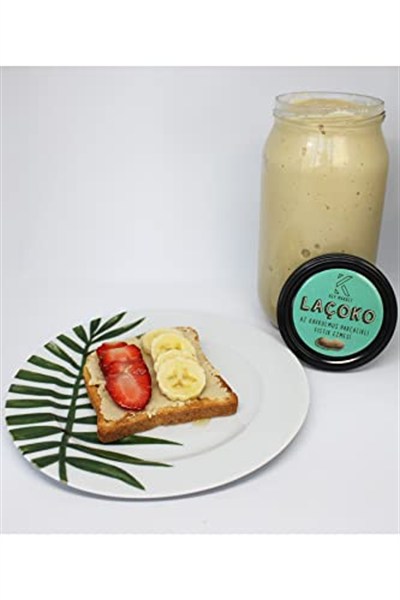LAÇOKO 1 KG Şekersiz, Katkısız, Glutensiz, Vegan, Doğal Az Kavrulmuş (ÇİĞ) Parçacıklı (Extra Crunchy) Yer Fıstığı Ezmesi (1 KG)