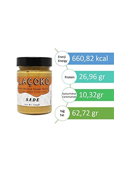 LAÇOKO 320 Gram Deneme Serisi Çifte Kavrulmuş Fıstık ve Az Kavrulmuş Fıstık Ezmesi