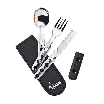 Laken Lk1410Fn Çelik Çatal Kaşık Bıçak 3Lü Set Ve Neopren Kılıflı, Gri