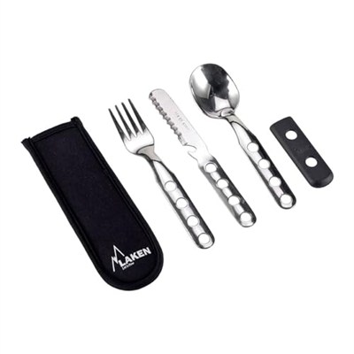 Laken Lk1410Fn Çelik Çatal Kaşık Bıçak 3Lü Set Ve Neopren Kılıflı, Gri