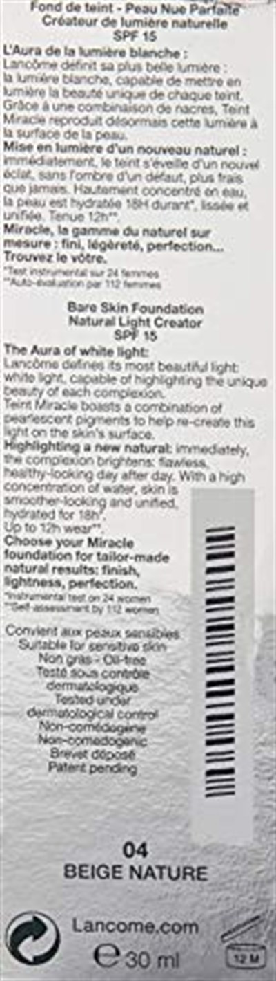 Lancôme Lancome Teint Miracle Fondöten 30Ml 04-Beige Nature