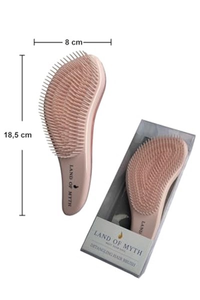 LAND OF MYTH - LOM1010 Curved Detangler, Yetişkin & Çocuklar İçin Kavisli Dolaşık Saç Açma ve Düğüm Çözücü Tarak & Fırça, Islak, Kuru, Düz, Kıvırcık Saçlar İçin (Rose Gold)