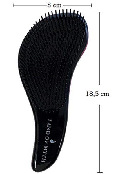 LAND OF MYTH - LOM1012 Curved Detangler, Yetişkin & Çocuklar İçin Kavisli Dolaşık Saç Açma ve Düğüm Çözücü Tarak & Fırça, Islak, Kuru, Düz, Kıvırcık Saçlar İçin (Pembe)