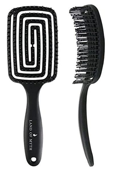 LAND OF MYTH - LOM1271 Üç Boyutlu Esnek Saç Açma ve Tarama Fırçası, Flexible Pro Brush (Siyah)