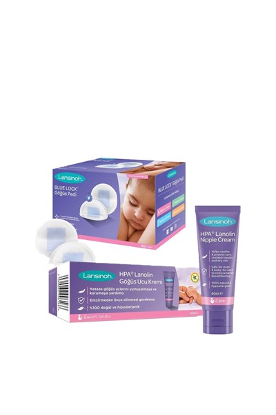 Lansinoh HPA Lanolin Göğüs Ucu Kremi 40 ml + Blue Lock Göğüs Pedi 100 Adet Seti