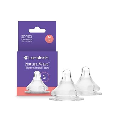 Lansinoh Natural Wave Biberon Emziği Orta Akışlı - Seçenekler: 0-13 kg, Hızlı Akışlı, Yavaş Akışlı