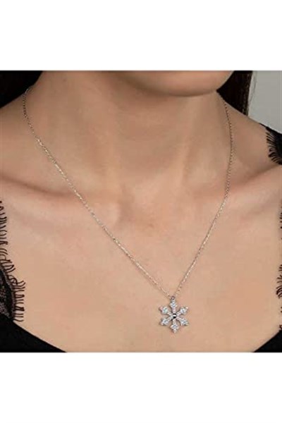 Lapidaria Kar Tanesi Gümüş Kaplamalı Zirkon Taşlı Kolye