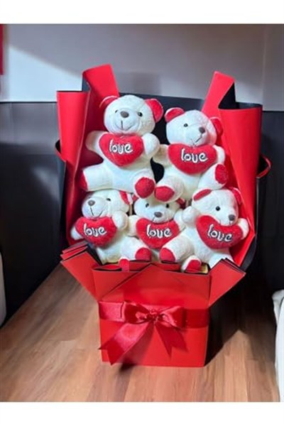 Lapidaria Kırmızı Love Ayıcık Buketi Ve Lotus Kolye, Sevgiliye Hediye, Doğum Günü Hediyesi, Özür Hediyesi,
