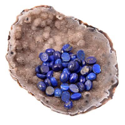 Lapis Lazuli Taşı Kabaşon - 6 * 8 mm Yüzük ve Kolye Taşı - Taş Sandığı