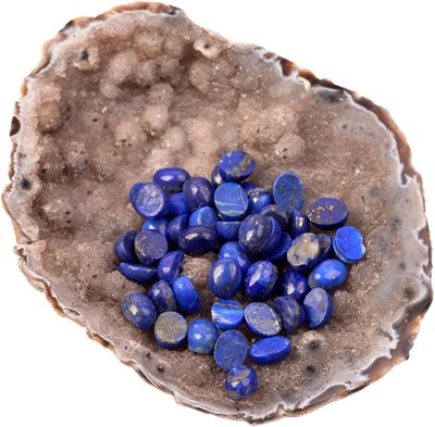 Lapis Lazuli Taşı Kabaşon - 6 * 8 mm Yüzük ve Kolye Taşı - Taş Sandığı