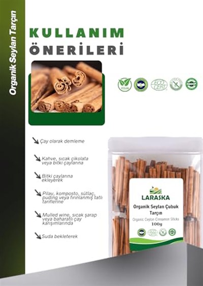 Laraska Organik Seylon Çubuk Tarçın 100g