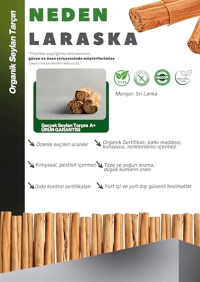 Laraska Organik Seylon Çubuk Tarçın 100g