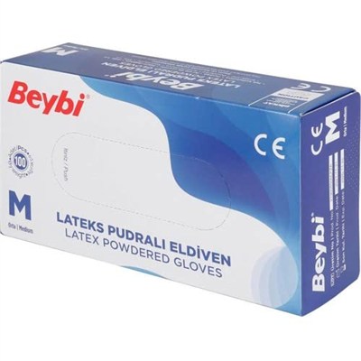 Latex Pudralı Eldiven M Beden 100 Adet 36881