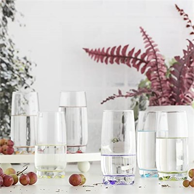 lav Sapsız Cam Şampanya Flüt Seti - Renkli İçme, Kokteyl, Su Bardakları 368 ml - Prosecco, Mimoza - Düğün, Gelin için Şeffaf Kristal Şarap Barı Bardakları (Güncellenmiş Tasarım | Büyük 368 g)
