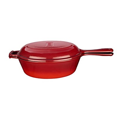 Lava Döküm Combo Derin Tava / Saplı Tencere ve Kızartma Tavası, Metal Saplı Kapaklı, 26cm, Kırmızı