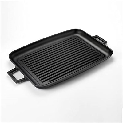 Lava Döküm Grill Tepsi, Izgara yüzeyli, Metal Kulplu, 31x42cm