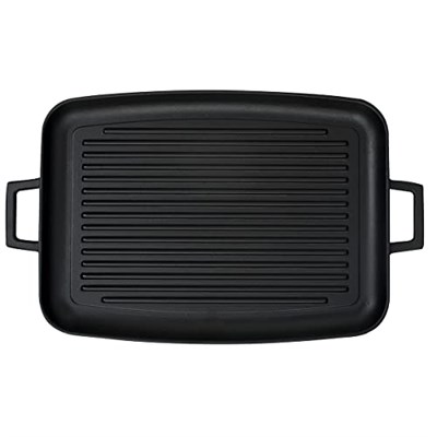 Lava Döküm Grill Tepsi, Izgara yüzeyli, Metal Kulplu, 31x42cm
