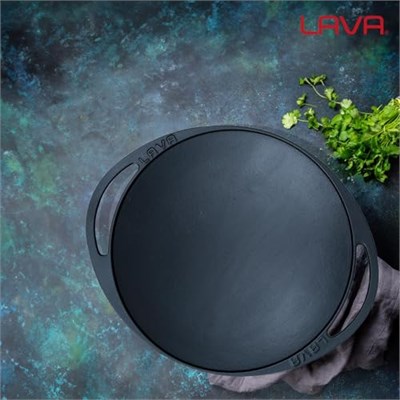 Lava Döküm Kavurma Tavası, Metal Kulplu, 28cm, Siyah