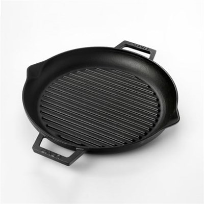 Lava Döküm Yuvarlak Izgara Tava, Metal Kulplu, 26 cm, Siyah