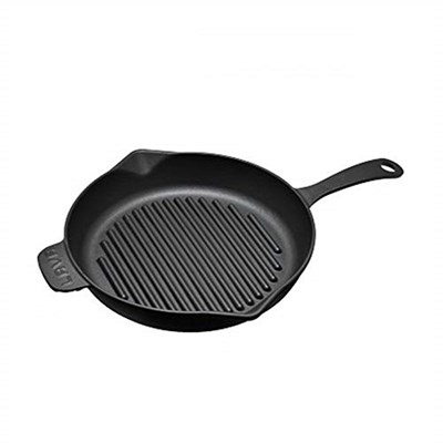 Lava Döküm Yuvarlak Izgara Tava, Metal Kulplu, 28 cm, Siyah - Seçenekler: 32.5 cm x 46.4 cm x 6.1 cm, Gri
