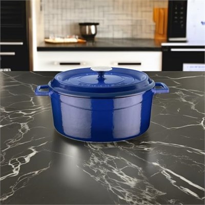 Lava Döküm Yuvarlak Tencere, Trendy, 28 cm, 6.71 L Hacim, Mavi