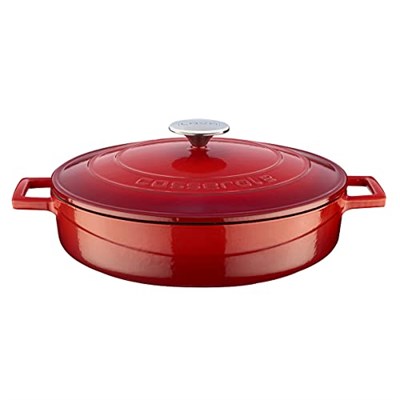 Lava Metal Döküm Çok Amaçlı Yayvan Tencere, Trendy, 28 cm, 3.51 L Hacim, Kırmızı