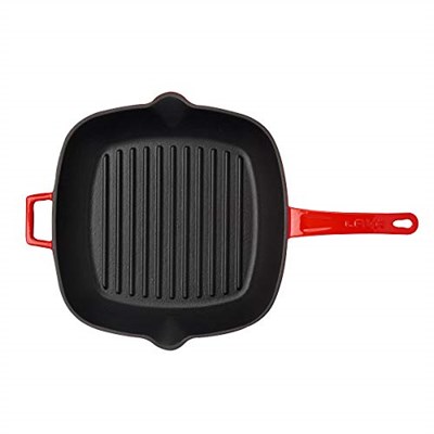Lava Metal Döküm Izgara Tava, Metal Saplı, 26x26 cm, Kırmızı