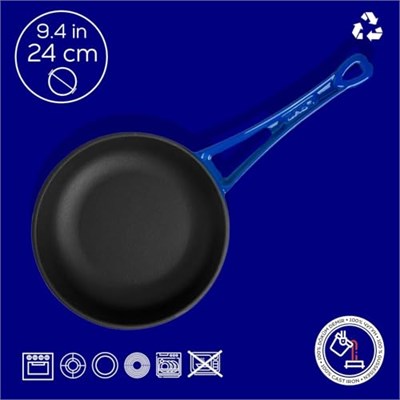 Lava Metal Döküm Kızartma Tavası, Metal Saplı, 24 cm, Mavi