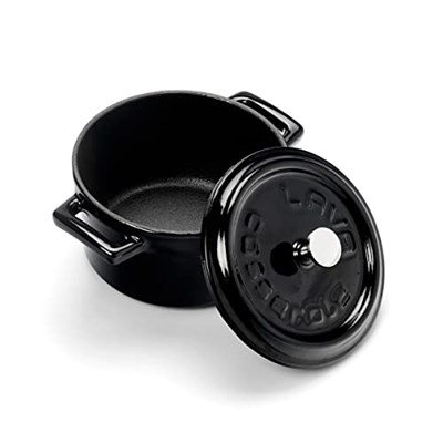 Lava Metal Döküm Mini Tencere, 10 cm, 0.35 L Hacim, Siyah