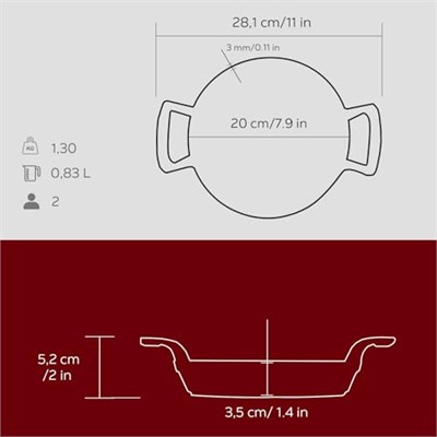 Lava Metal LV Y TV 20 SHN R Döküm Yuvarlak Sahan, 20 cm, Kırmızı