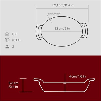 Lava Metal Oval Kuplu Döküm Tava 23x17, Kırmızı - Seçenekler: 23x17, 27x20