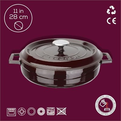 Lava Metal Premium Serisi - Döküm Çok Amaçlı Tencere, Yuvarlak, 28 cm, Majolik Mor