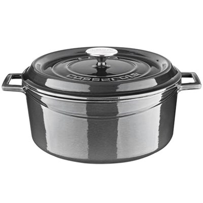 Lava Metal Premium Serisi - Döküm Yuvarlak Tencere, 28 cm, Majolik Gri