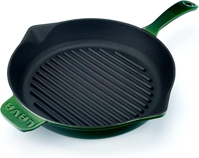 Lava Premium Serisi - Döküm Izgara Tavası, Yuvarlak, 28 cm, Yekpare Saplı, Emaye, Majolik Mor