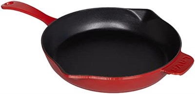 Lava Spring Serisi, Döküm Kızartma Tavası, Yuvarlak, 28 cm, Mat Emaye, Parlak Siyah Taban, Kırmızı