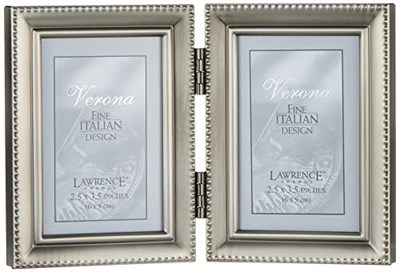 Lawrence Frames Kalay resim çerçevesi, menteşeli, 2 x 3 cm, antik görünüm, inci kenarlı - Seçenekler: 2.5x3.5 Double, 3.5x5, 4x5, 4x6, 4x6 Triple, 5x5...