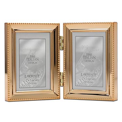 Lawrence Frames Klasik Boncuk Resim Çerçevesi, 2,5x3,5 Çift, Altın, 2 Adet