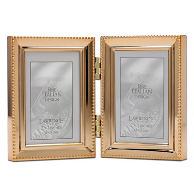 Lawrence Frames Klasik Boncuk Resim Çerçevesi, 2,5x3,5 Çift, Altın, 2 Adet