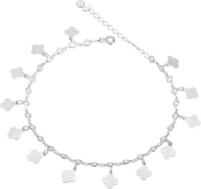 Lazer Kesim Yonca Su Yolu Sallantılı Gümüş Kadın Ayak Halhal GÜMÜŞ