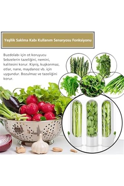 Le Nish Home Taze Tutma Kabı - 2li Ekonomi Seti - Buzdolabı Organizer, Maydanoz, Dereotu ve Nane Saklama Kabı, Otların ömrünü 3 Kat Uzatan Akıllı Tasarım (BPA Free)