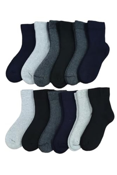 Leement socks Çocuk 12 Çift Kalın Havlu Termal Çorap Burun Dikişsiz Premium Seri Asorti -2