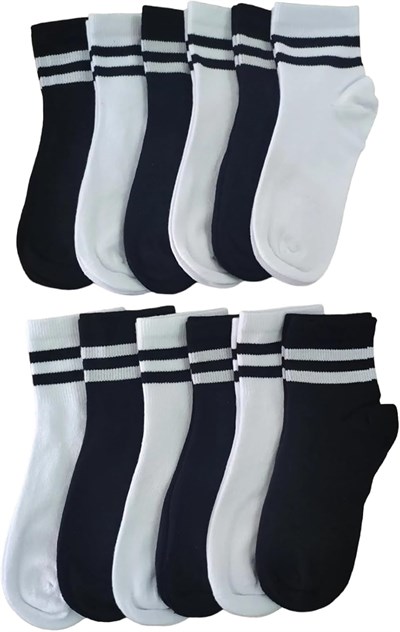 Leement socks Çocuk 12 Çift Kolej Yarım Konç Çorap Premium Seri Burun Dikişsiz Pamuklu beyaz -1 - Seçenekler: 3-4 Yıl, 5-6 Yıl, 7-8 Yıl, 9-10 Yıl, 11-12 Yıl, 13-14 Yıl