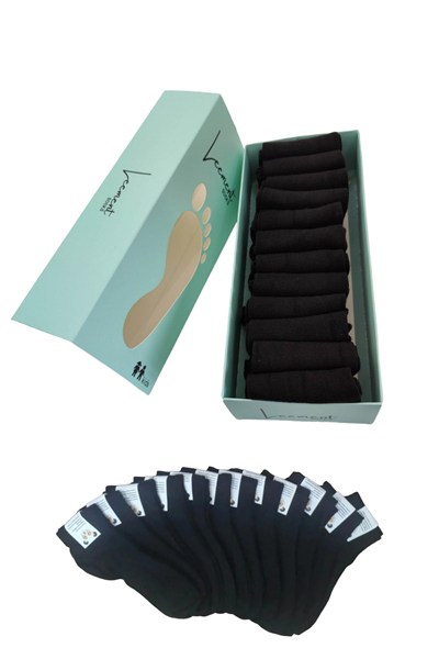 Leement socks Çocuk 12 Çift Pamuklu Yazlık Siyah Patik Çorap siyah -1