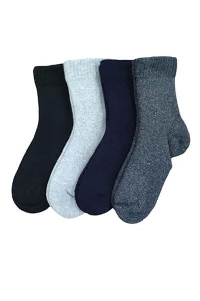 Leement socks Çocuk 4 Çift Kalın Havlu Termal Çorap Burun Dikişsiz Premium Seri Asorti -1