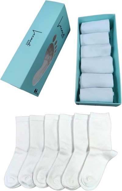 Leement socks Çocuk Okul Çorabı Düz Soket Beyaz 6 Çift Pamuklu Dikişsiz Beyaz -1